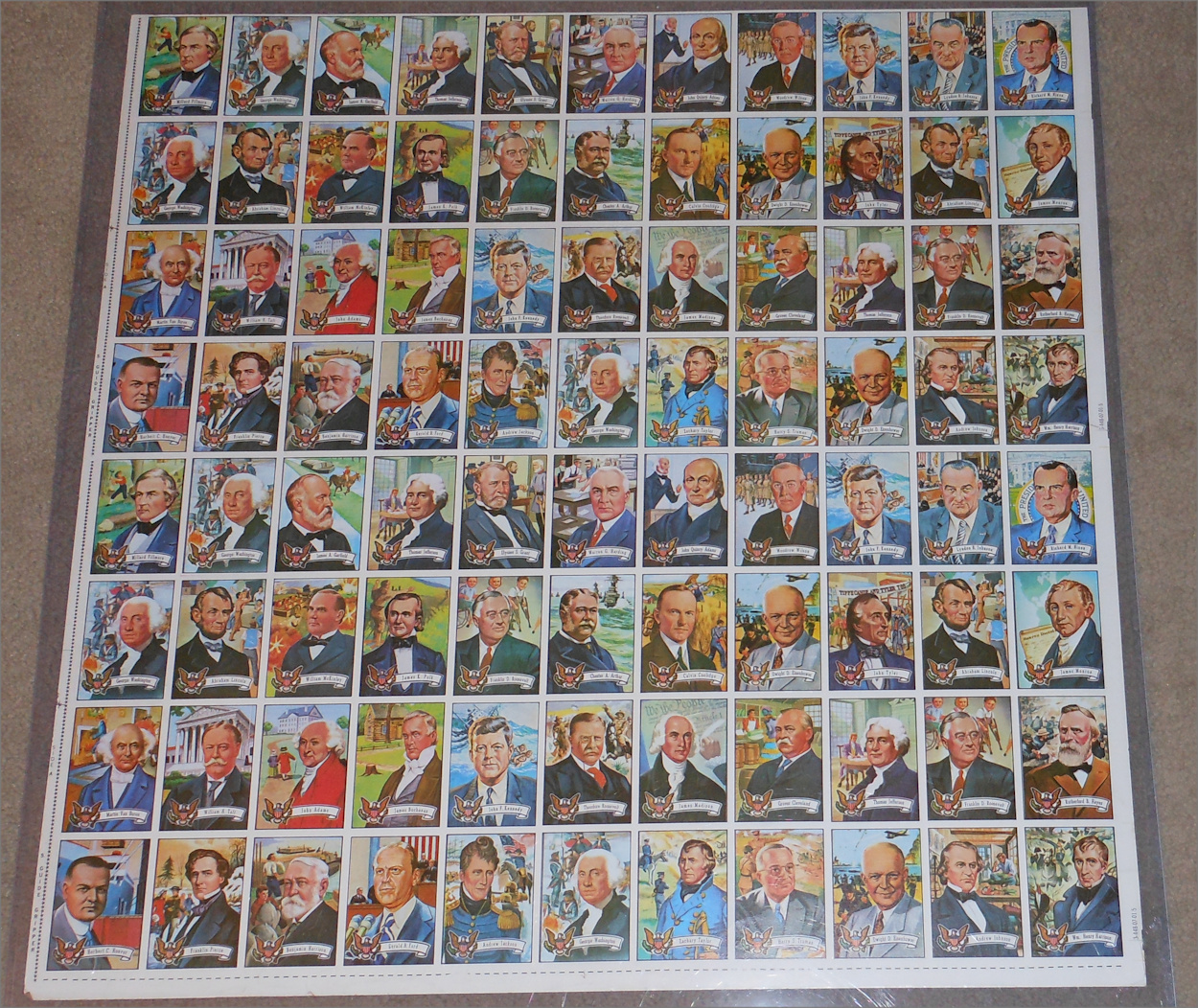 1976 Topps U.S. Presidents Gum Card Uncut Sheet